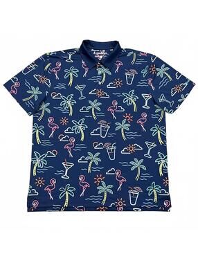 Chubbies Mens Neon Tropical Print Polo Shirt Size Large